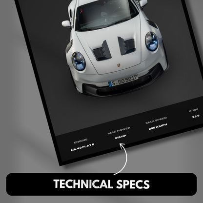 Porsche 911 GT3 RS Poster | A3 Dark Minimalist