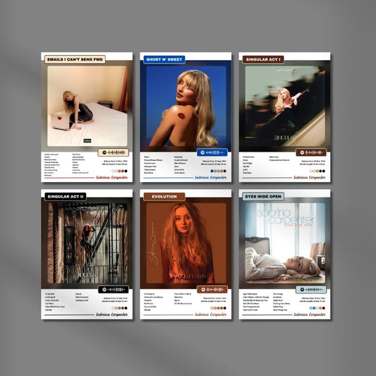 Sabrina Carpenter Posters (A4, Set of 6) Light Aesthetic