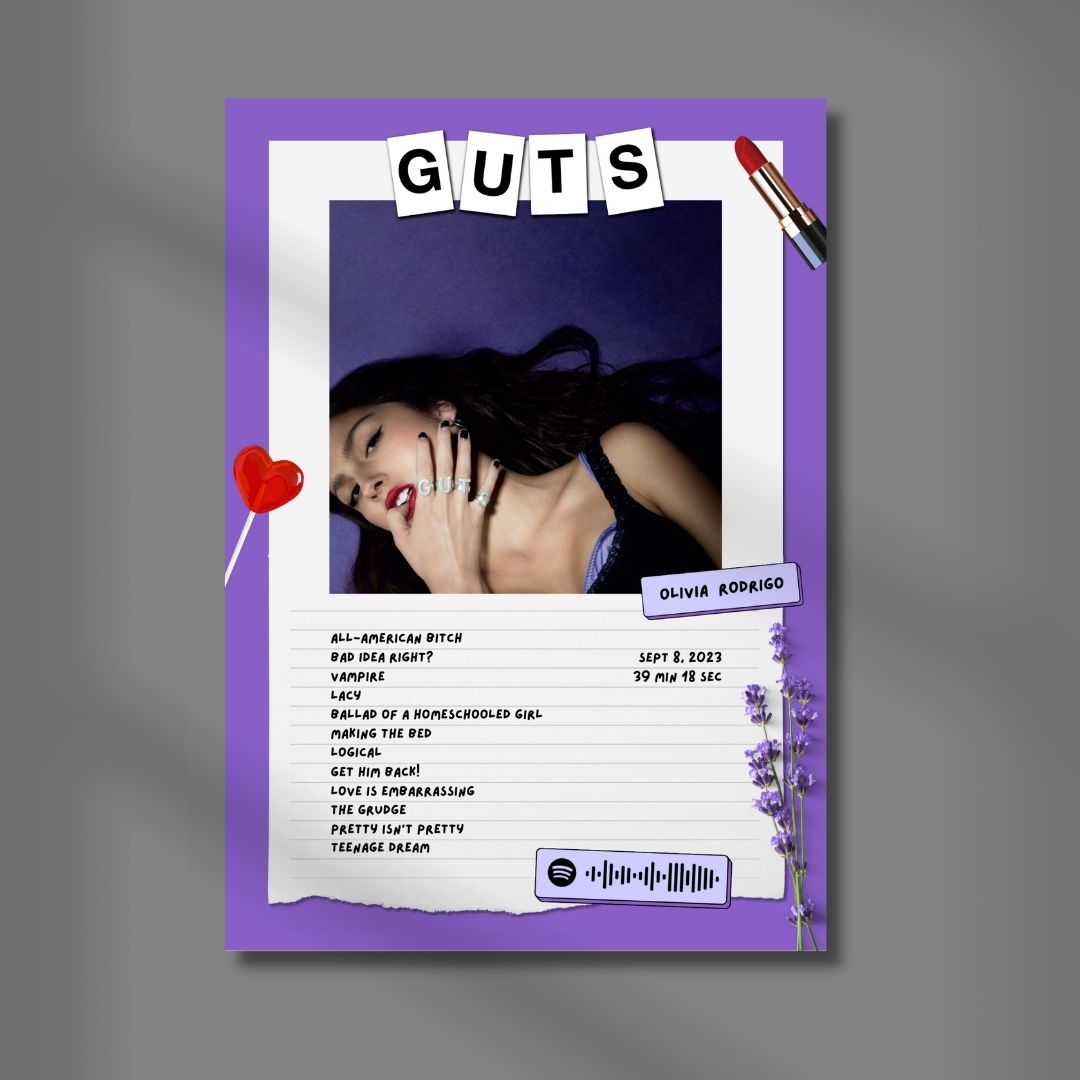 Olivia Rodrigo Guts A3 Poster