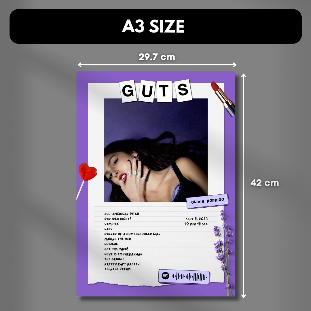 Olivia Rodrigo Guts A3 Poster