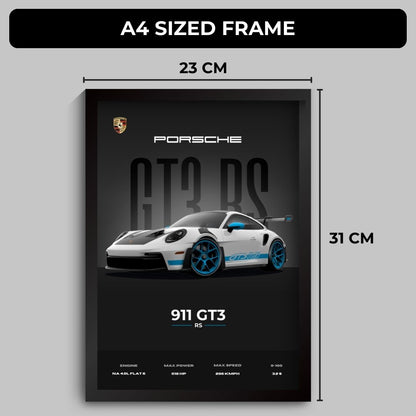 Porsche 911 GT3 RS Poster (A4, Framed)