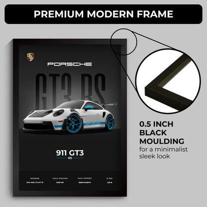 Porsche 911 GT3 RS Poster (A4, Framed)
