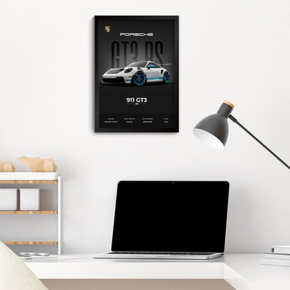 Porsche 911 GT3 RS Poster (A4, Framed)