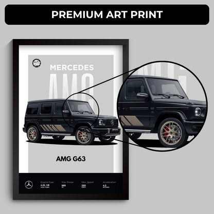 Mercedes AMG G63 Poster (A4, Framed)
