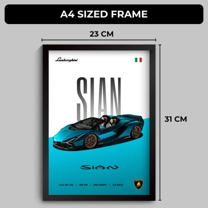 Lamborghini Sian Poster (A4, Framed)
