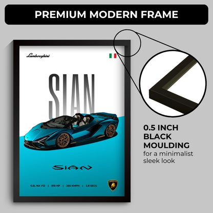 Lamborghini Sian Poster (A4, Framed)