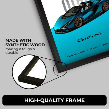 Lamborghini Sian Poster (A4, Framed)