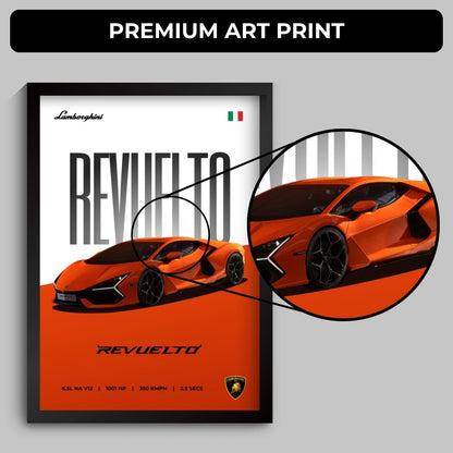 Lamborghini Revuelto Poster (A4, Framed)