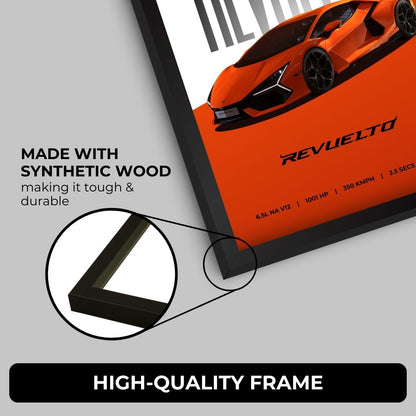 Lamborghini Revuelto Poster (A4, Framed)
