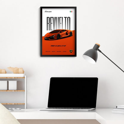 Lamborghini Revuelto Poster (A4, Framed)