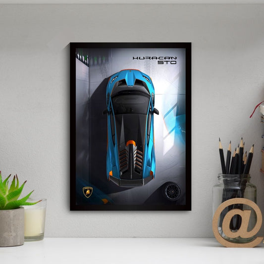 Lamborghini Huracan STO Poster (A4, Framed)