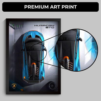 Lamborghini Huracan STO Poster (A4, Framed)