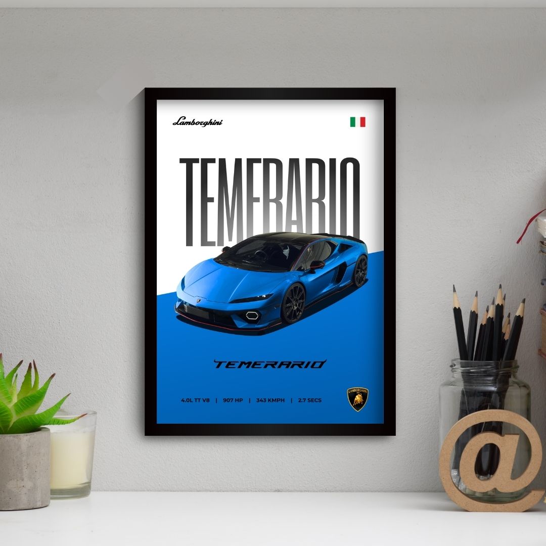 Lamborghini Temerario Poster (A4, Framed)