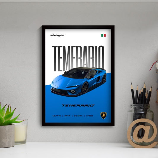 Lamborghini Temerario Poster (A4, Framed)