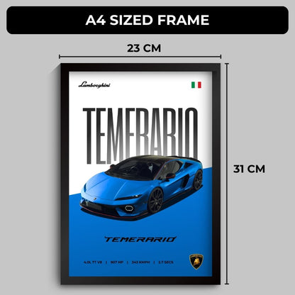 Lamborghini Temerario Poster (A4, Framed)