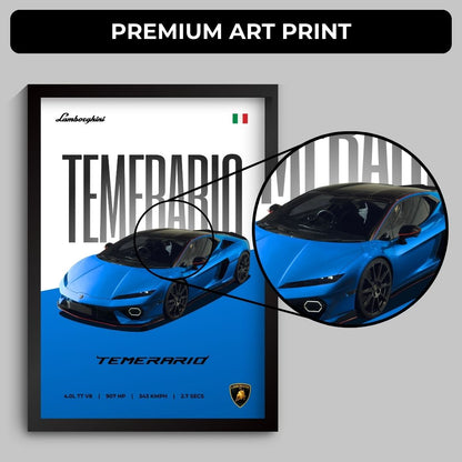 Lamborghini Temerario Poster (A4, Framed)