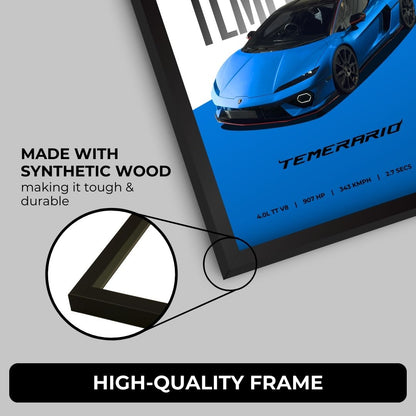 Lamborghini Temerario Poster (A4, Framed)
