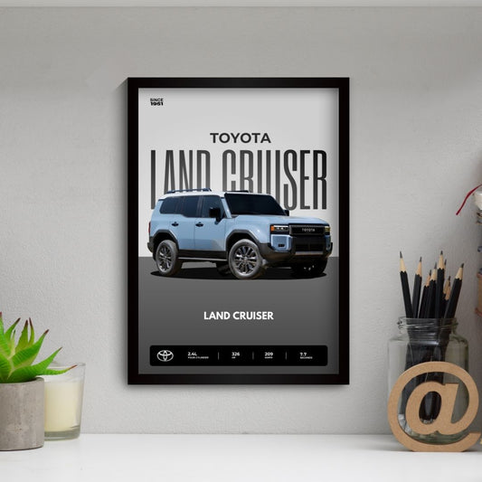 Toyota Land Cruiser Poster (A4,Framed)