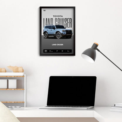 Toyota Land Cruiser Poster (A4,Framed)