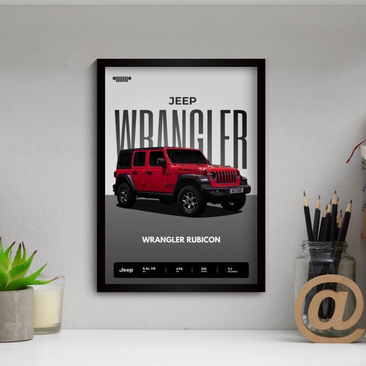 Jeep Wrangler Rubicon Poster (A4,Framed)