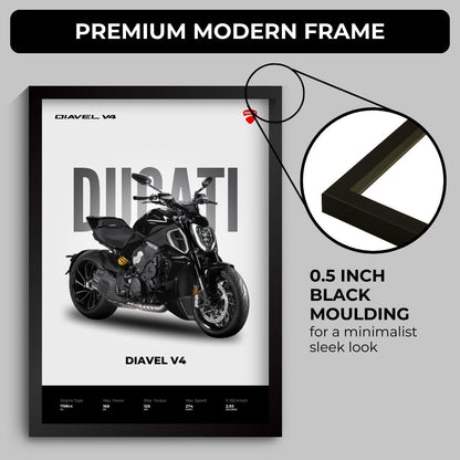 Ducati Diavel V4  Poster (A4, Framed)