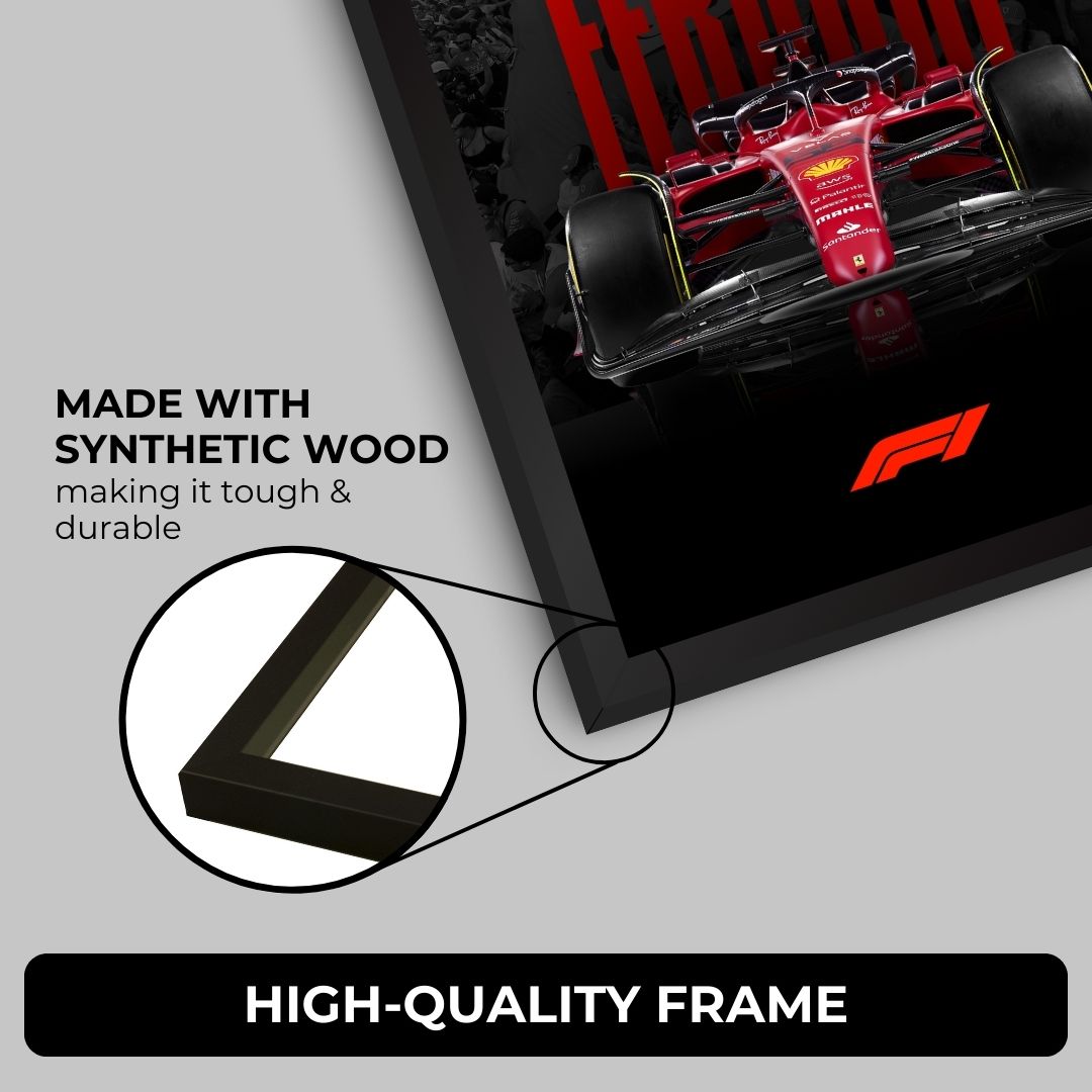 Ferrari F1 Poster (A4, Framed)