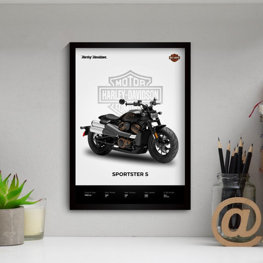 Harley Davidson Sportster S Poster (A4, Framed)