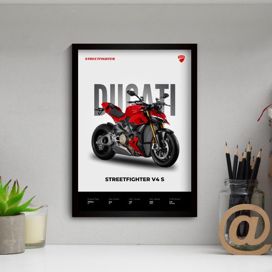 Ducati Streetfighter V4 Poster (A4, Framed)