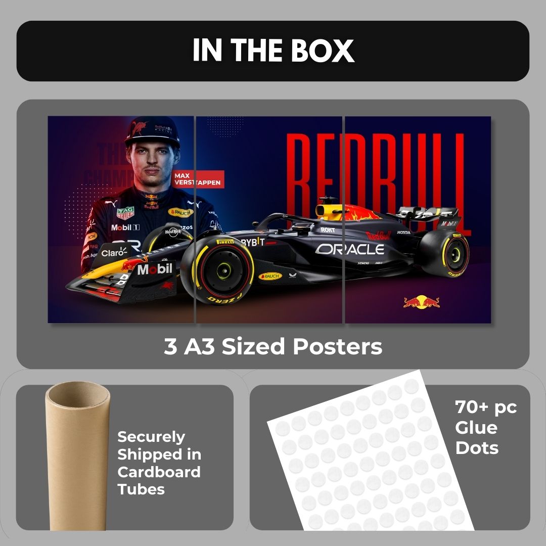 Max Verstappen Redbull Split Design Poster | 3 x A3, Unframed