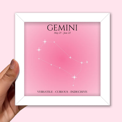 Gemini Zodiac Frame (6 x 6 inches / White)