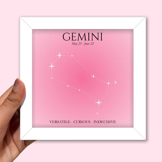 Gemini Zodiac Frame (6 x 6 inches / White)