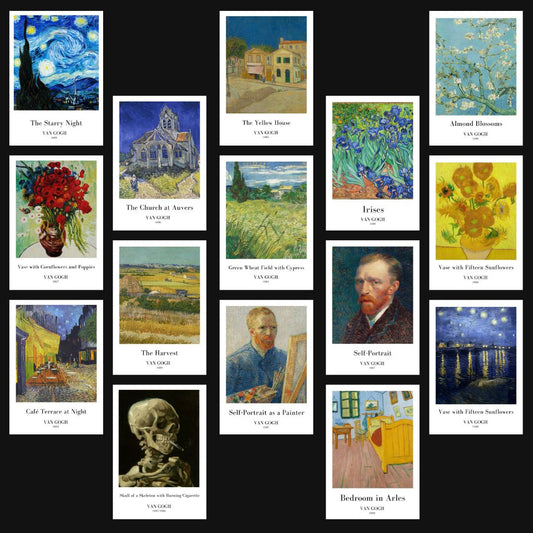 Van Gogh Paintings Polaroids | Set of 15 | Starry Nights & more