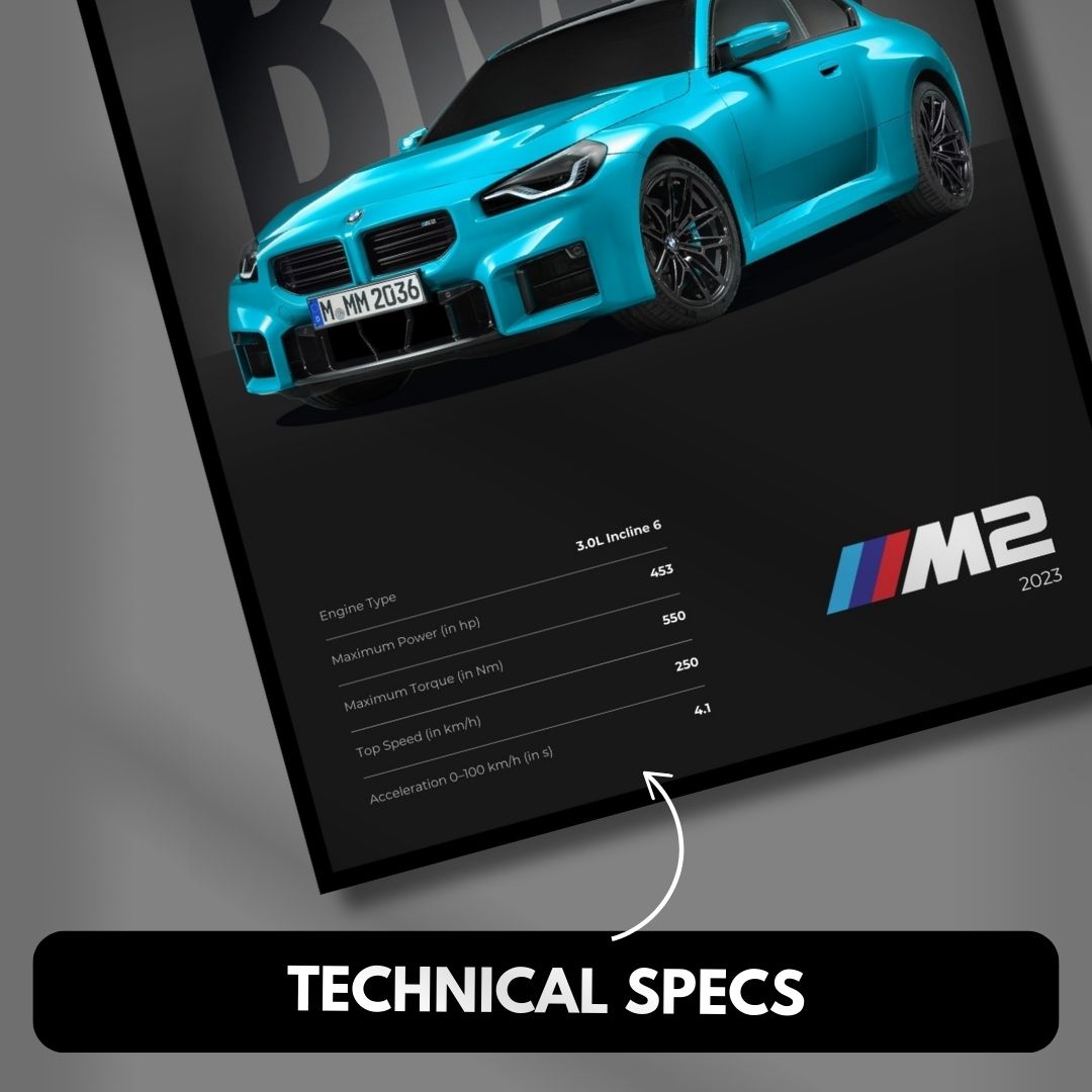 BMW M Cars Posters (Set of 6) A4 Sized | Dark Minimalist