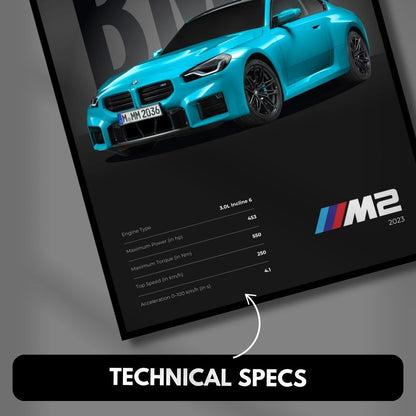 BMW M Cars Posters (Set of 6) A4 Sized | Dark Minimalist