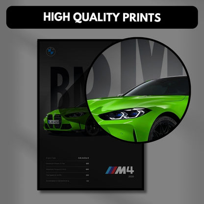 BMW M Cars Posters (Set of 6) A4 Sized | Dark Minimalist