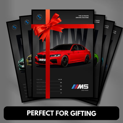 BMW M Cars Posters (Set of 6) A4 Sized | Dark Minimalist