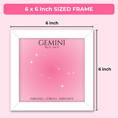Gemini Zodiac Frame (6 x 6 inches / White)