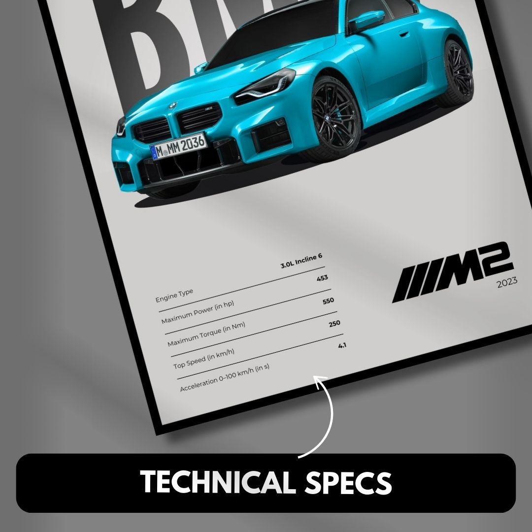 BMW M Cars Posters (Set of 6) A4 Sized | Light Minimalist