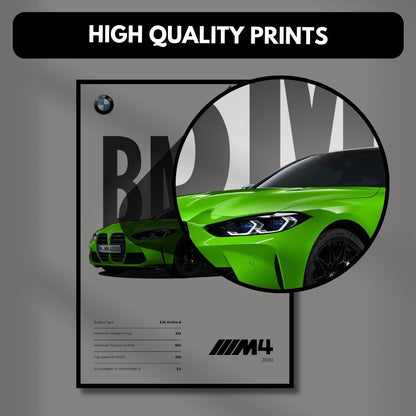 BMW M Cars Posters (Set of 6) A4 Sized | Light Minimalist