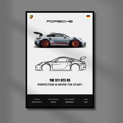 Porsche 911 GT3 RS Poster | A3 Light Minimalist