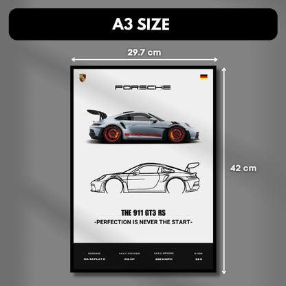 Porsche 911 GT3 RS Poster | A3 Light Minimalist