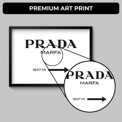 Prada Marfa Poster (A4, Framed)