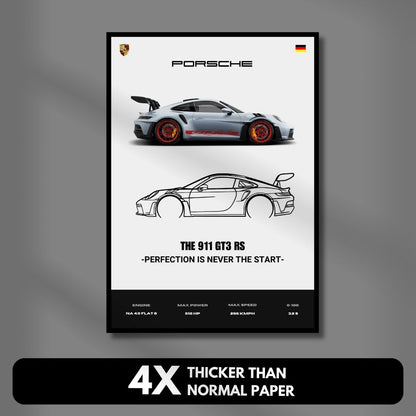 Porsche 911 GT3 RS Poster | A3 Light Minimalist