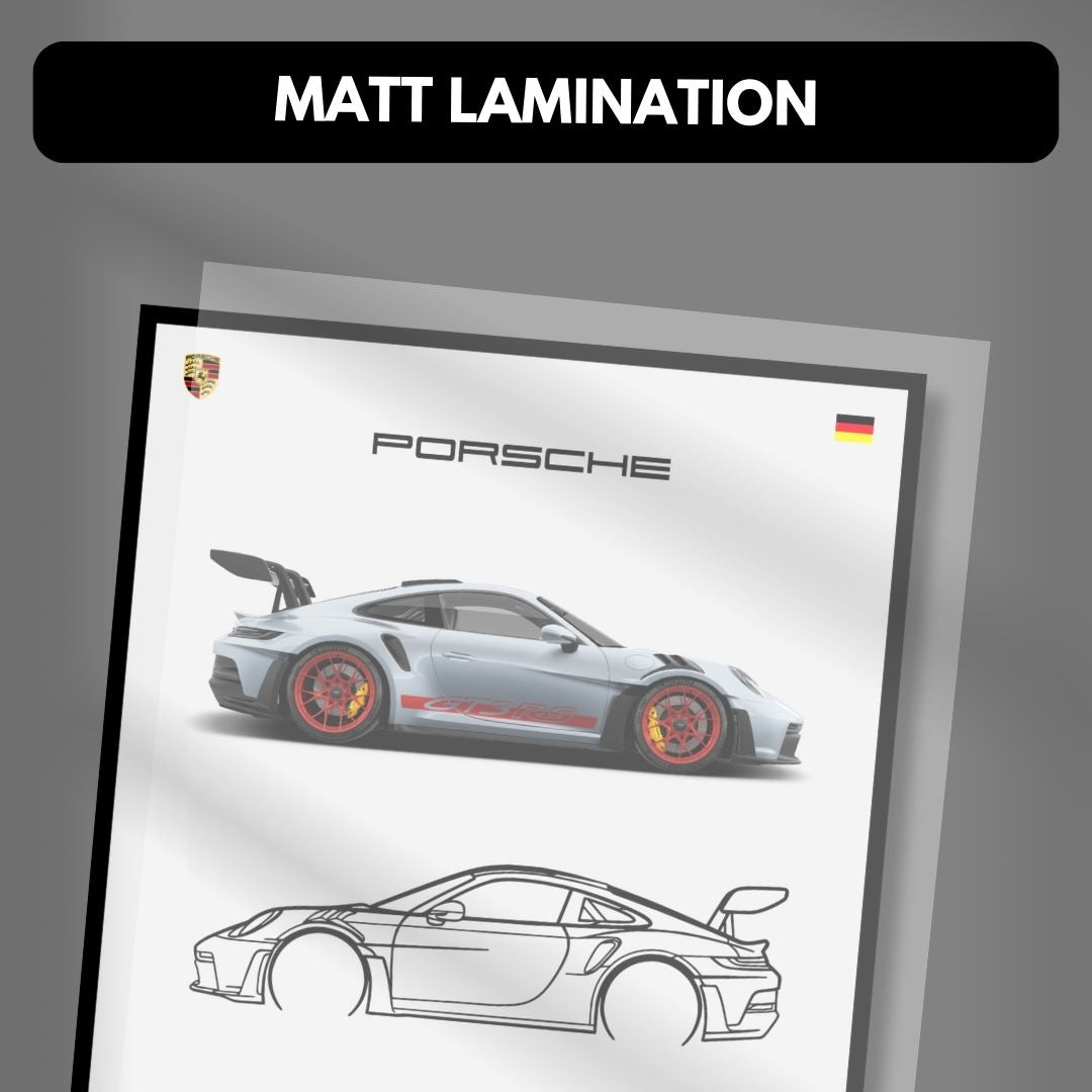 Porsche 911 GT3 RS Poster | A3 Light Minimalist