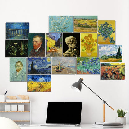 Van Gogh's Paintings Collage | 16 A5 Sheets | Starry Nights & more