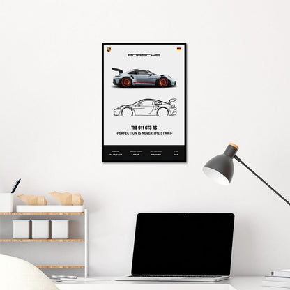 Porsche 911 GT3 RS Poster | A3 Light Minimalist