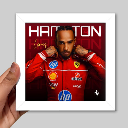 Lewis Hamilton Frame (6 x 6 inches / White)