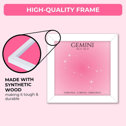 Gemini Zodiac Frame (6 x 6 inches / White)