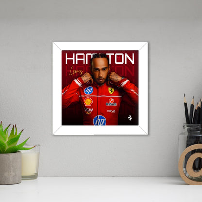 Lewis Hamilton Frame (6 x 6 inches / White)