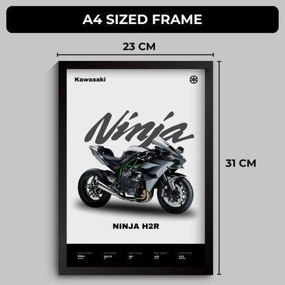 Kawasaki Ninja H2R Poster (A4, Framed)